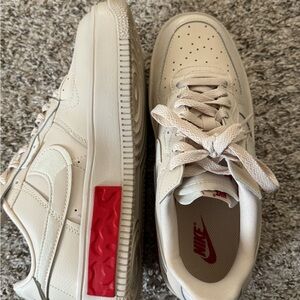 Nike Beige and Red Casual Sneakers